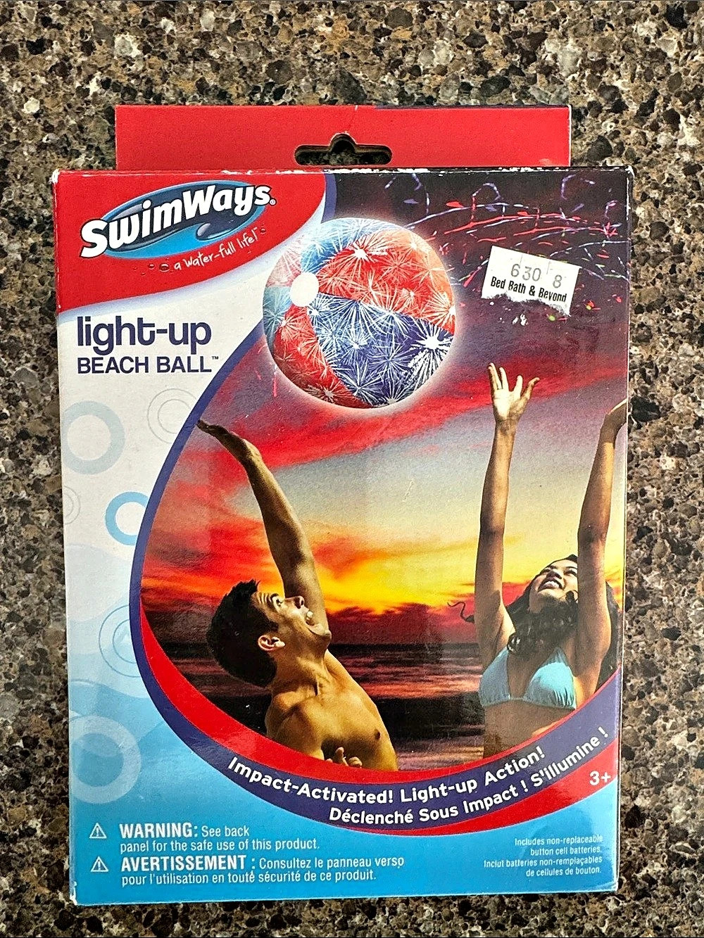 SwimWays Light-Up Beach Ball Patriotic Red White & Blue NEW 2016